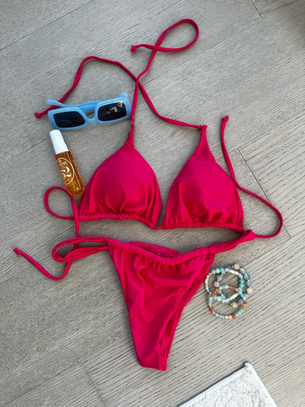 Bright Pink Triangle Bikini Set